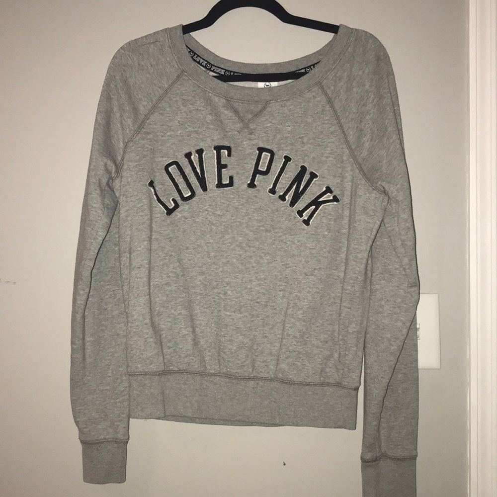 Gray pink crew neck